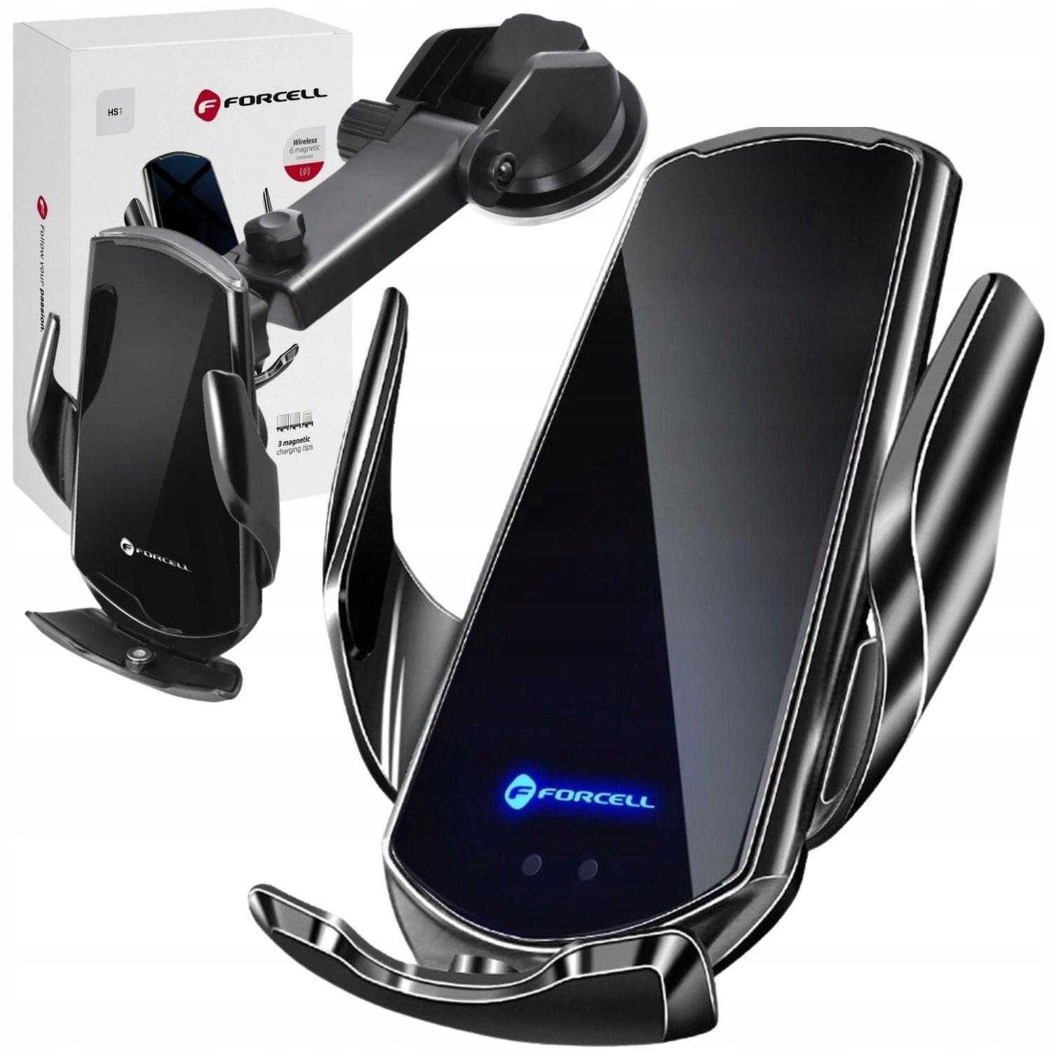 CAR PHONE HOLDER WITH CHARGER AUTOMATIC FOR WINDOW 15W Qi
