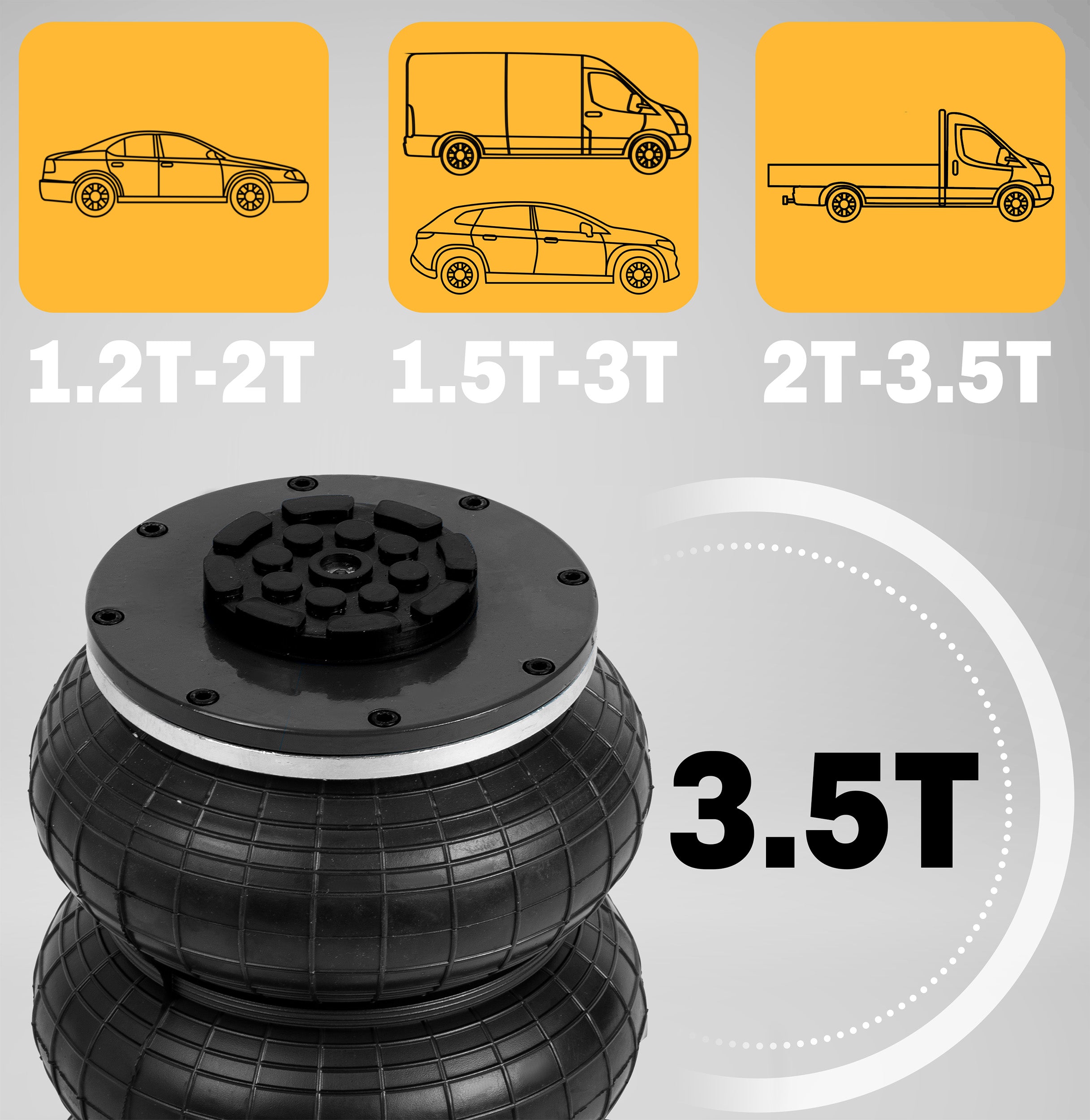 CAR PNEUMATIC LIFT 15-40cm SNOWMAN CUSHION 3,5T Humberg Lifting capacity 3500 kg