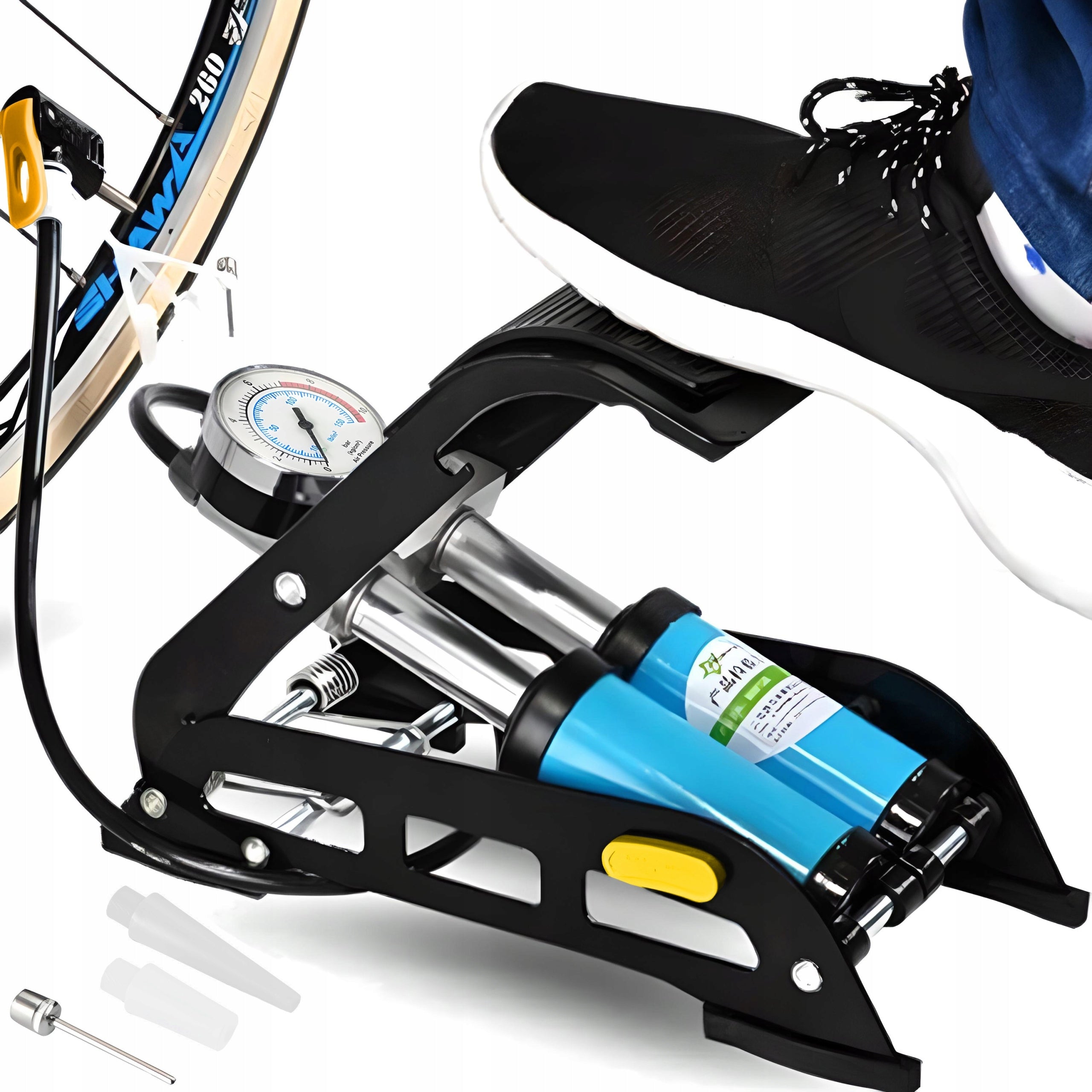 CAR PUMP BICYCLE FOOT DOUBLE PISTON STRONG