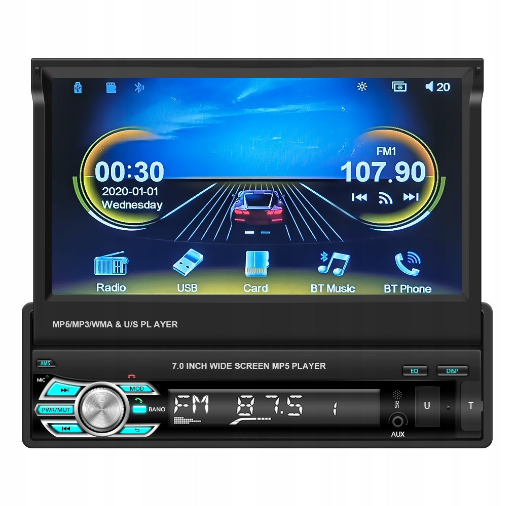 CAR RADIO 1DIN 7'' BT RETRACTABLE TOUCH SCREEN MIRROR LINK CAMERA Packaging status original