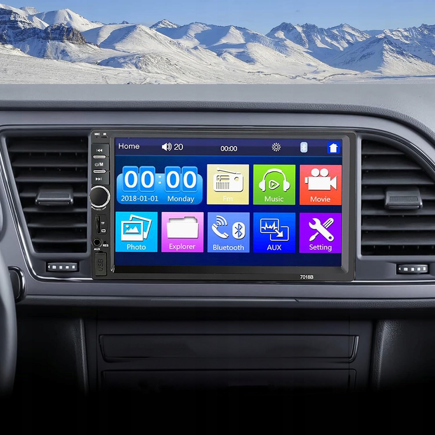 CAR RADIO BLUETOOTH 2 DIN 7 INCH TOUCH SCREEN USB AUX SD + CAMERA Packaging status original