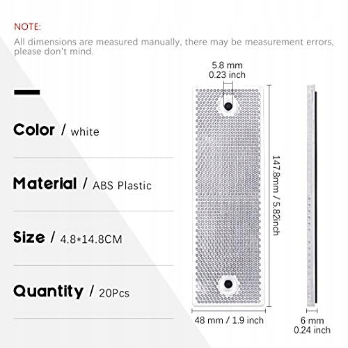 CAR REFLECTORS WHITE RECTANGULAR SELF-ADHESIVE SAFETY 20 PCS. Manufacturer code Bez marki