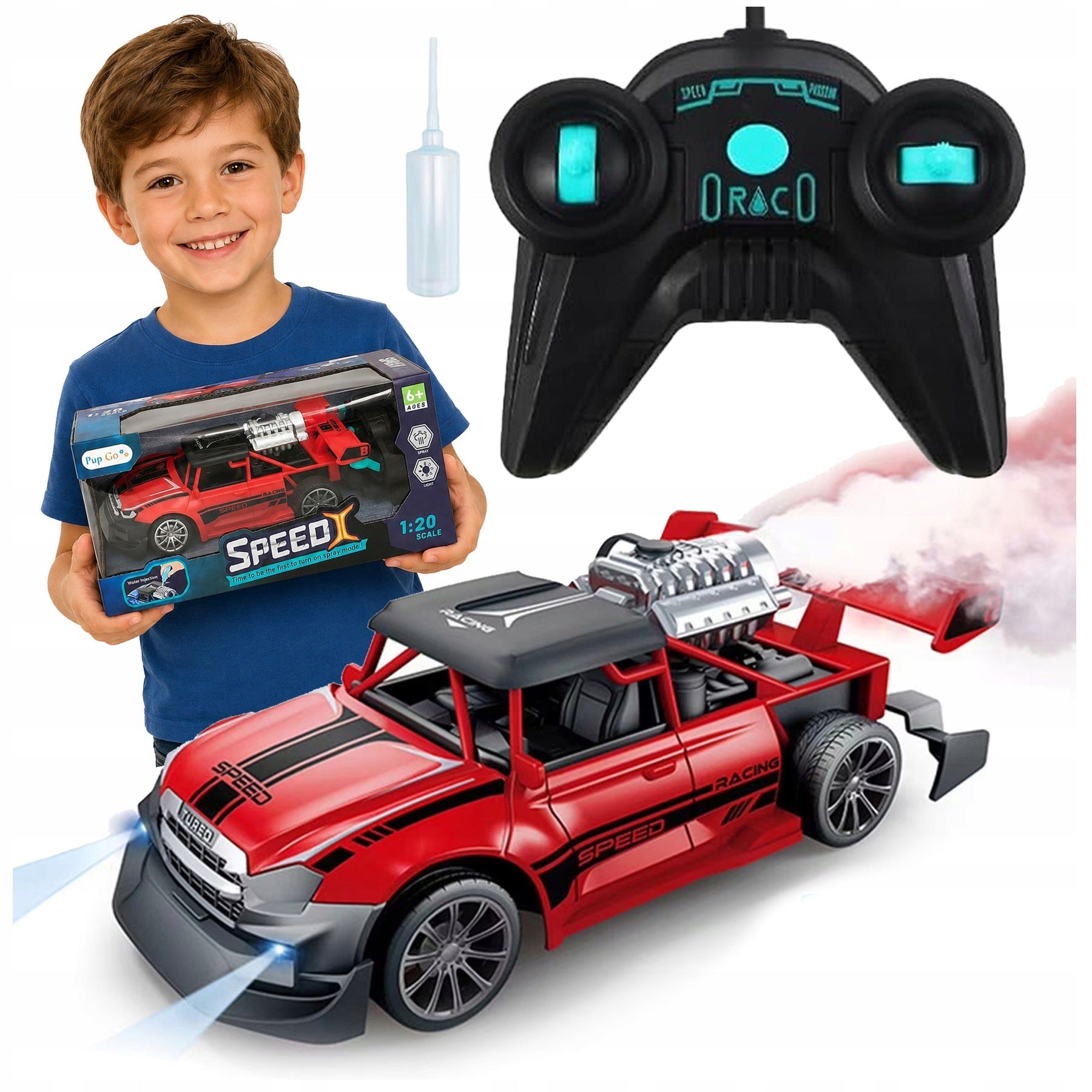 CAR REMOTE CONTROLLED AUTO RC LED SMOKE ON REMOTE CONTROL BATTERY Packaging status original
