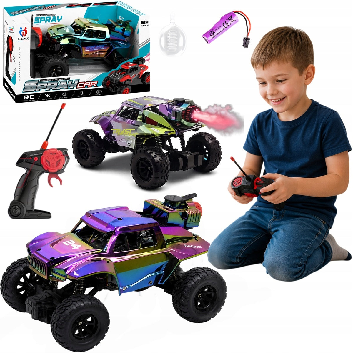 CAR REMOTE CONTROLLED AUTO RC OFF-ROAD AUTO + BATTERY + STEAM Smoke