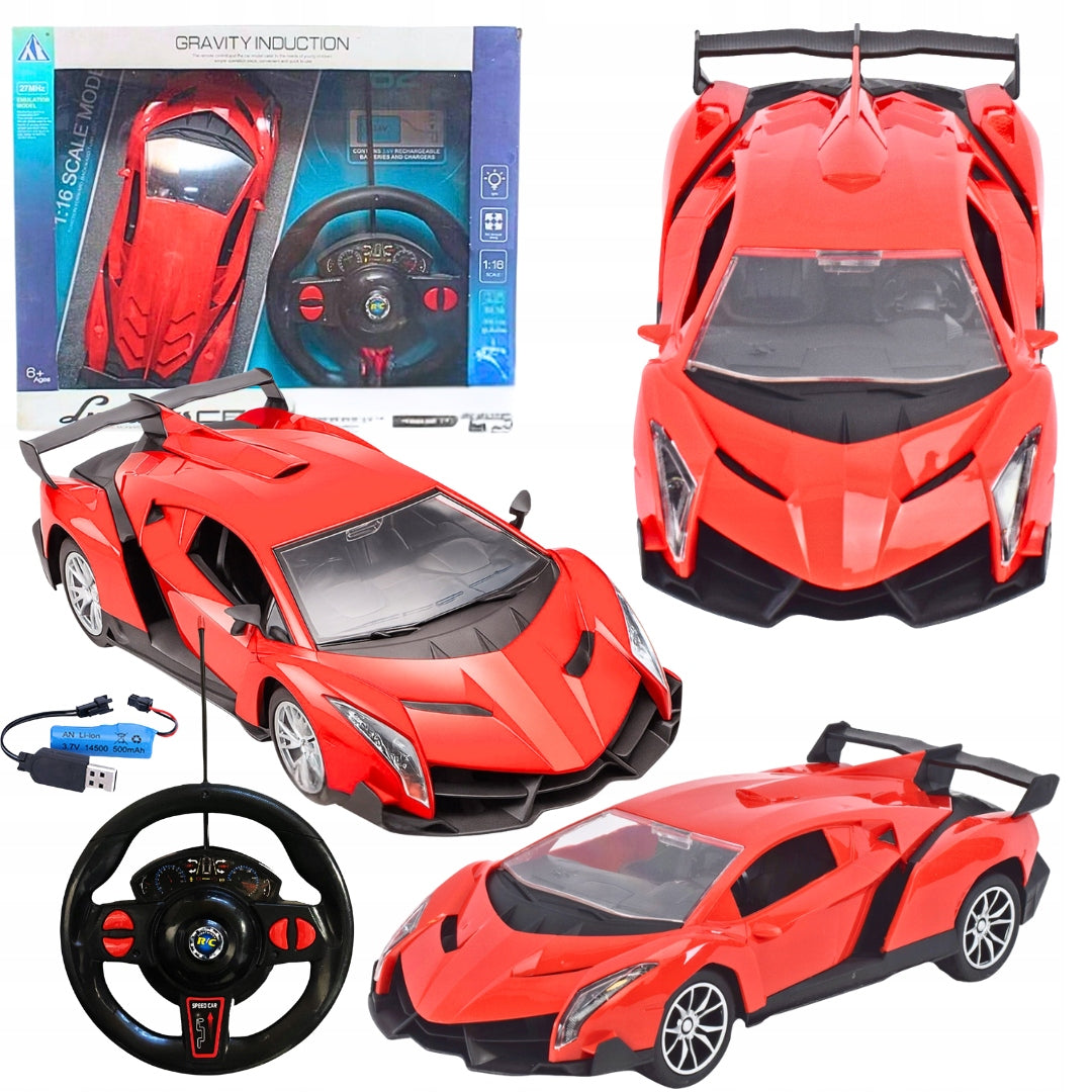 CAR REMOTE CONTROLLED Auto RC STEERING WHEEL 1:16 Red