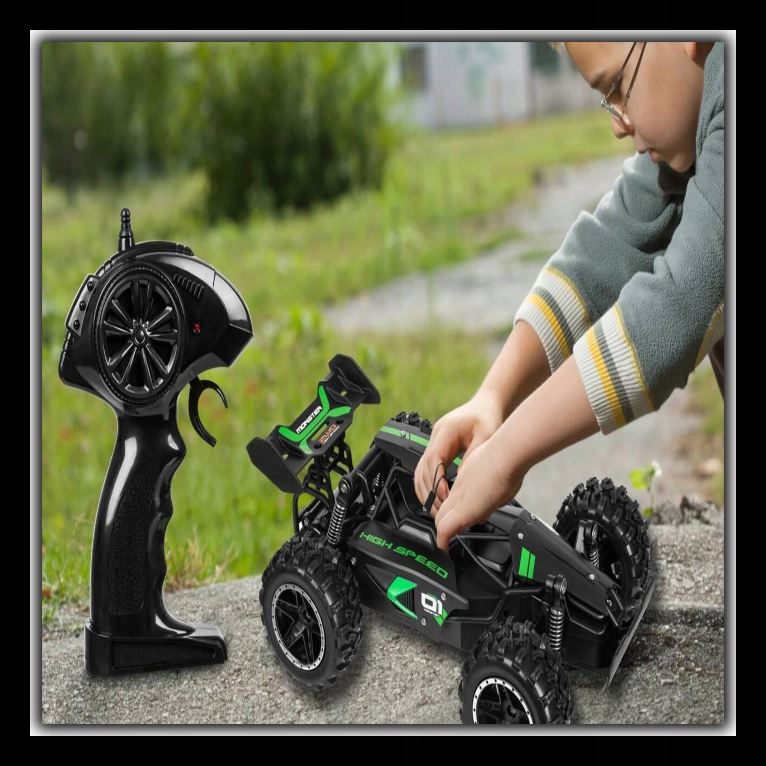 CAR REMOTE CONTROLLED CAR BATTERY REMOTE CONTROL FOR CHILDREN MONSTER RC Packaging status original