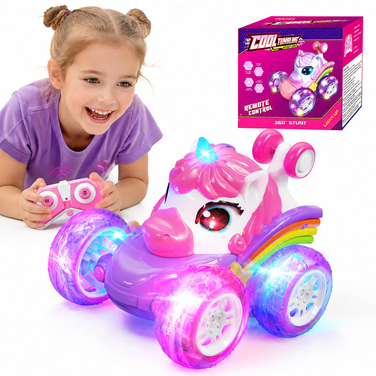 CAR REMOTE CONTROLLED CAR UNICORN STUNT CAR AGE 3+