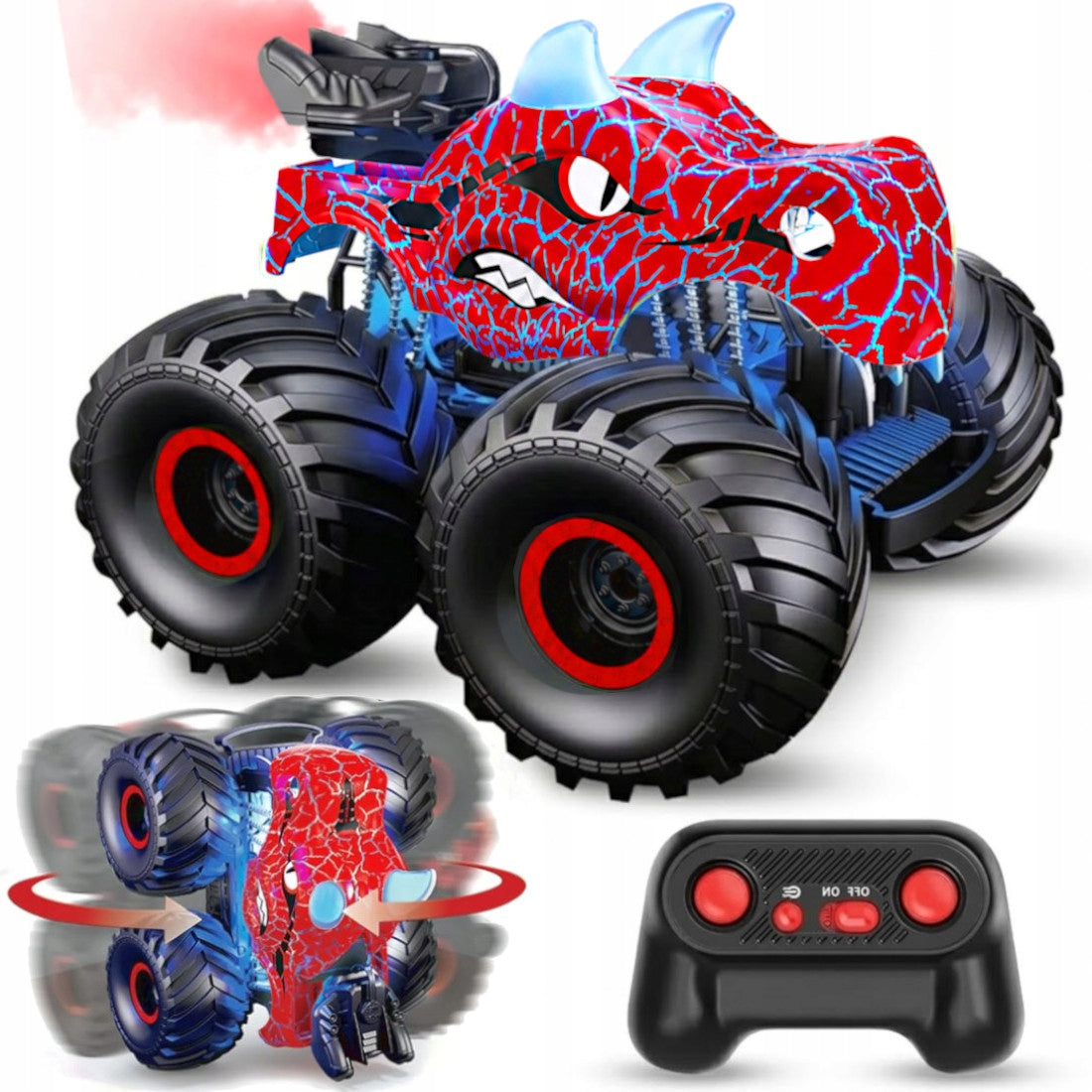 CAR REMOTE CONTROLLED DINOSAUR RC AUTO MONSTER TRUCK DRIFT LED SMOKE 360