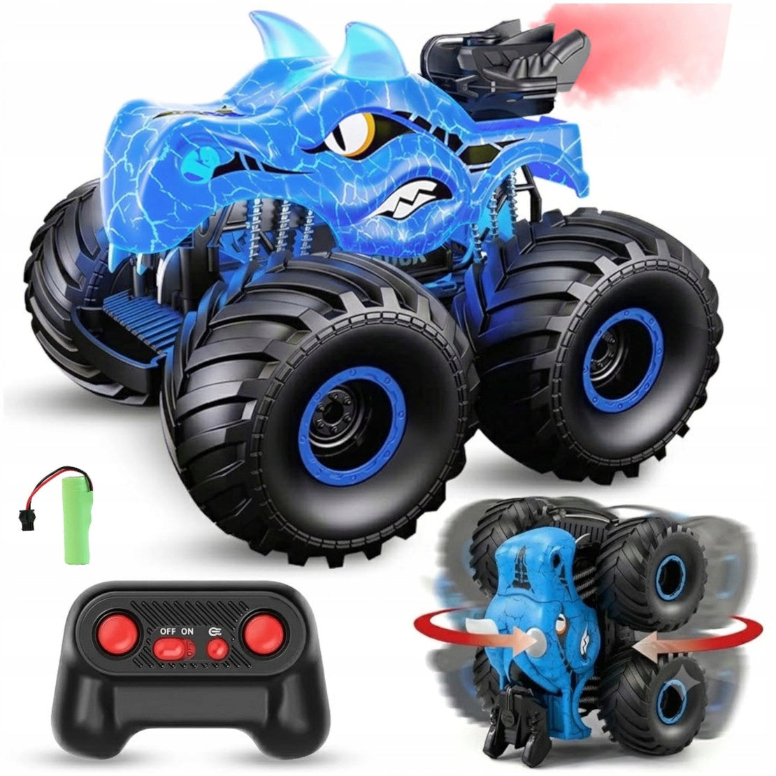 CAR REMOTE CONTROLLED DRIFT DINOSAUR RC AUTO MONSTER TRUCK LED SMOKE 360