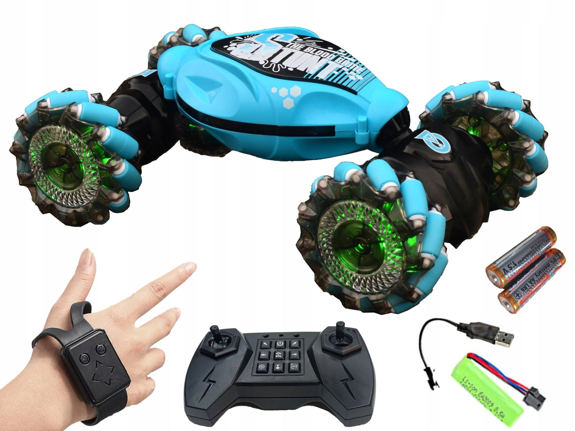 CAR REMOTE CONTROLLED RC STUNT 4x4 GESTURES REMOTE CONTROL AUTO + BATTERIES