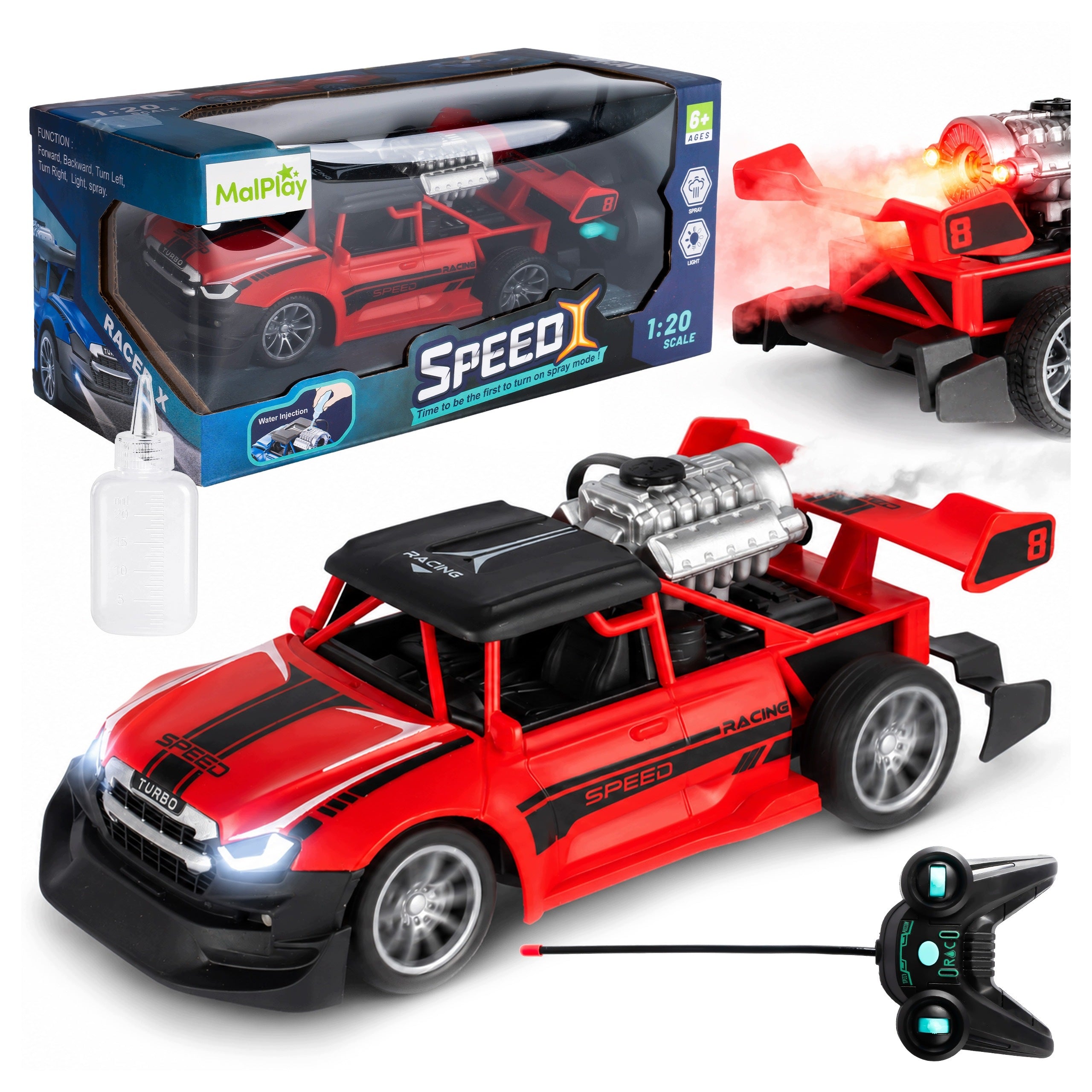 CAR REMOTE CONTROLLED REMOTE CONTROL RC DRIFT GLOWING STEAM SMOKE LED EFFECTS