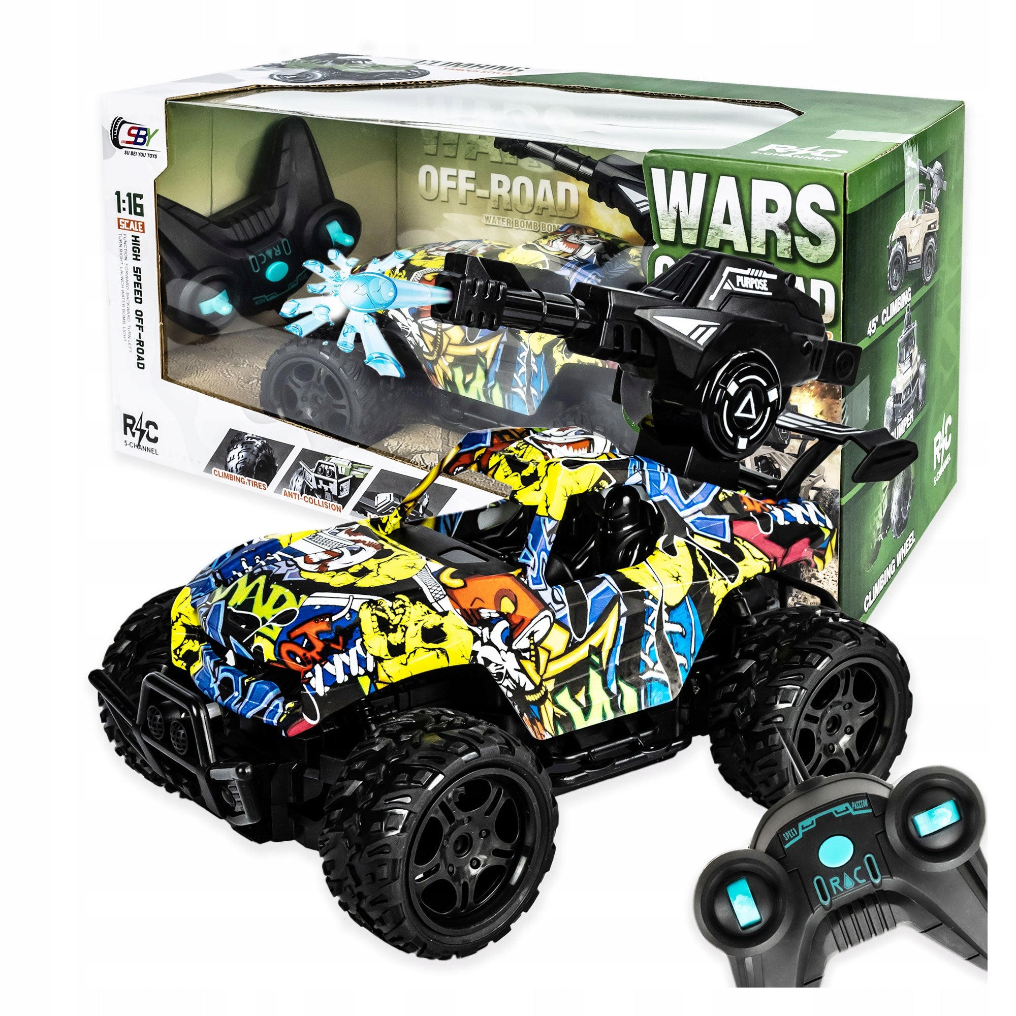 CAR REMOTELY AGED CHILDREN'S CAR ON BALLS SHOOTS MISSILES PILOT