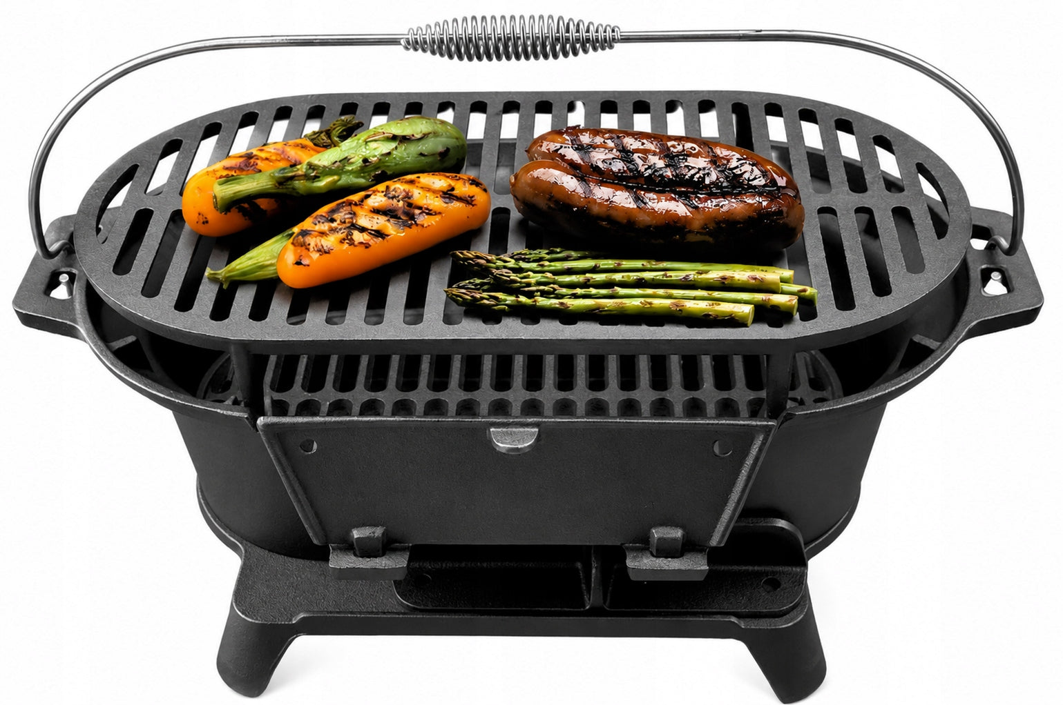 CARBON GRILL WITH CAST IRON GRATE GARDEN GRILL CAST IRON HIBACHI 43cm x 23cm