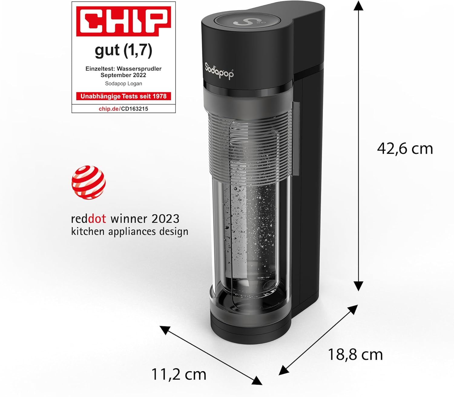 CARBONATED WATER SATURATOR + 3 BOTTLES GLASS PET BLACK Manufacturer code 5907225903572