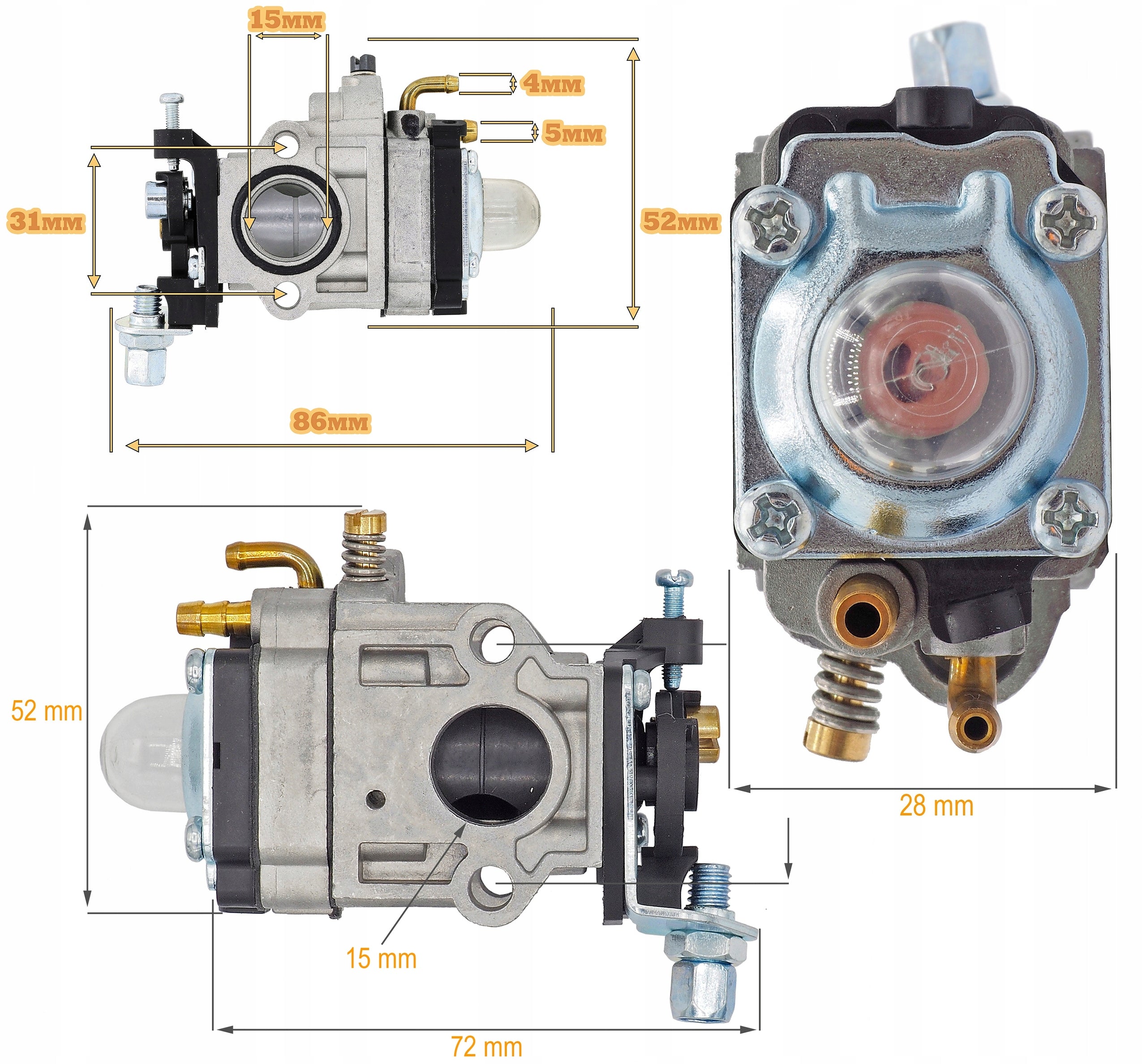 CARBURETOR FOR NAC DEMON RQ580 PETROL LAWNMOWER BRUSHCUTTER PARTS 15mm Type carburetor