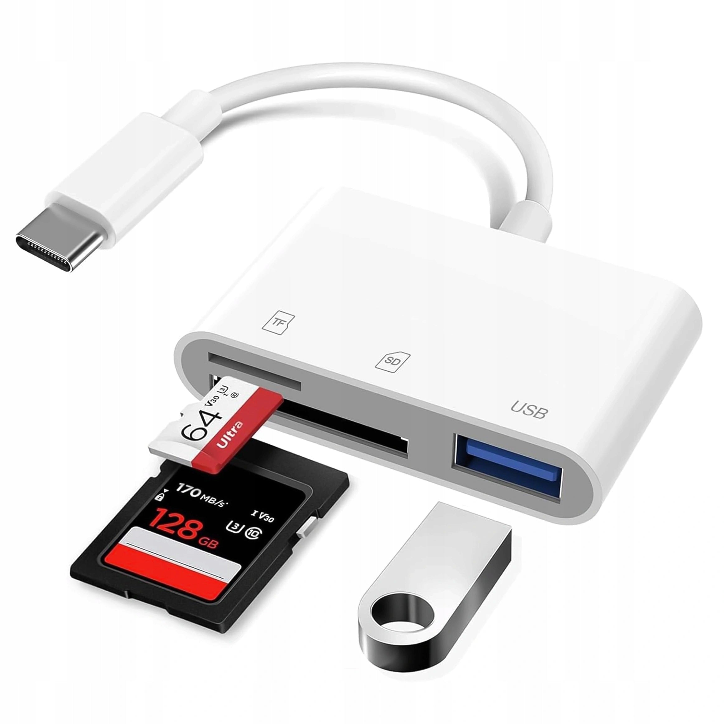 CARD READER 2IN1 TO USB-C TO IPHONE ADAPTER MICRO SD/TF 256GB