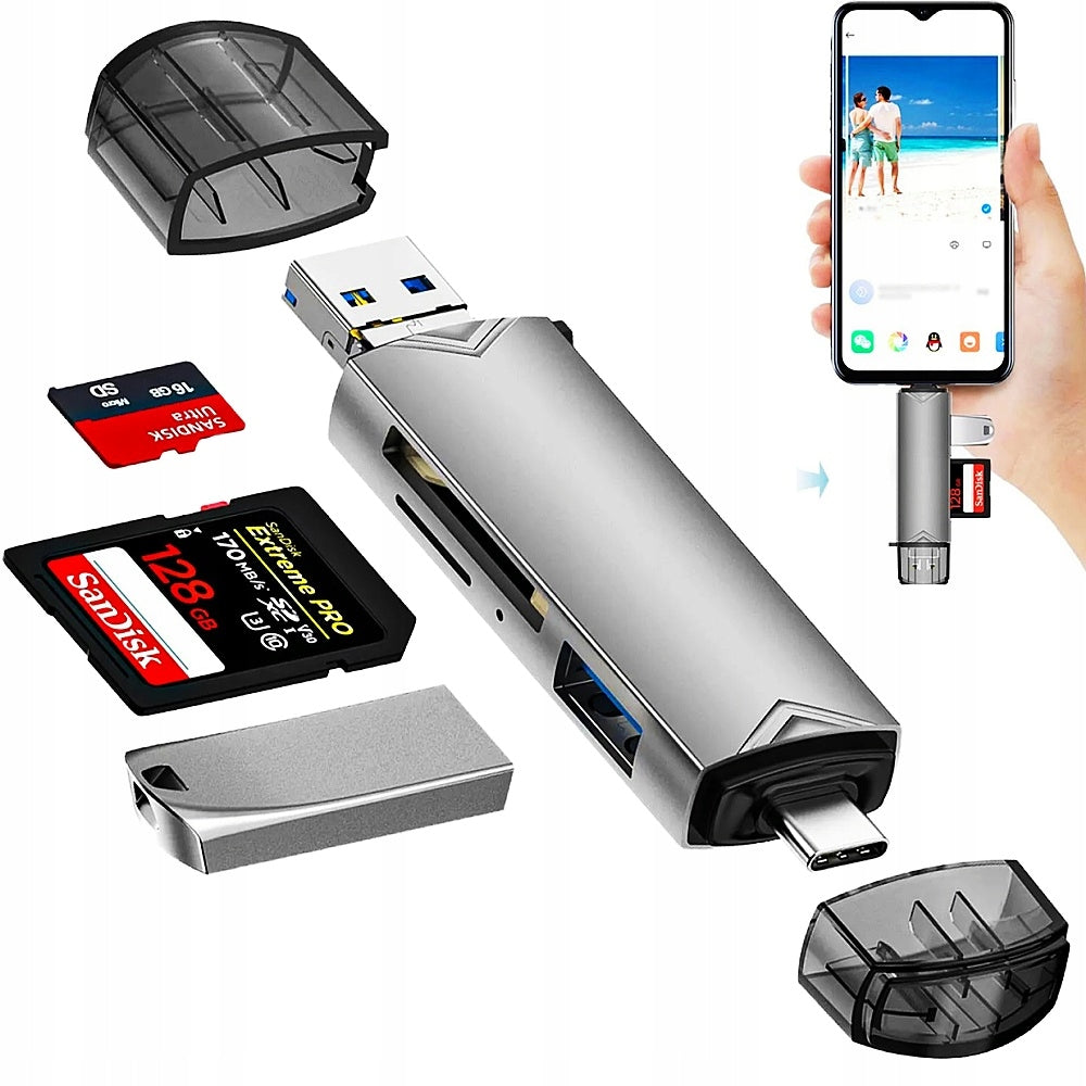 CARD READER MEMORY ADAPTER USB-C SD MICROSD USB3.0 MICRO-USB TF PLUG&PLAY