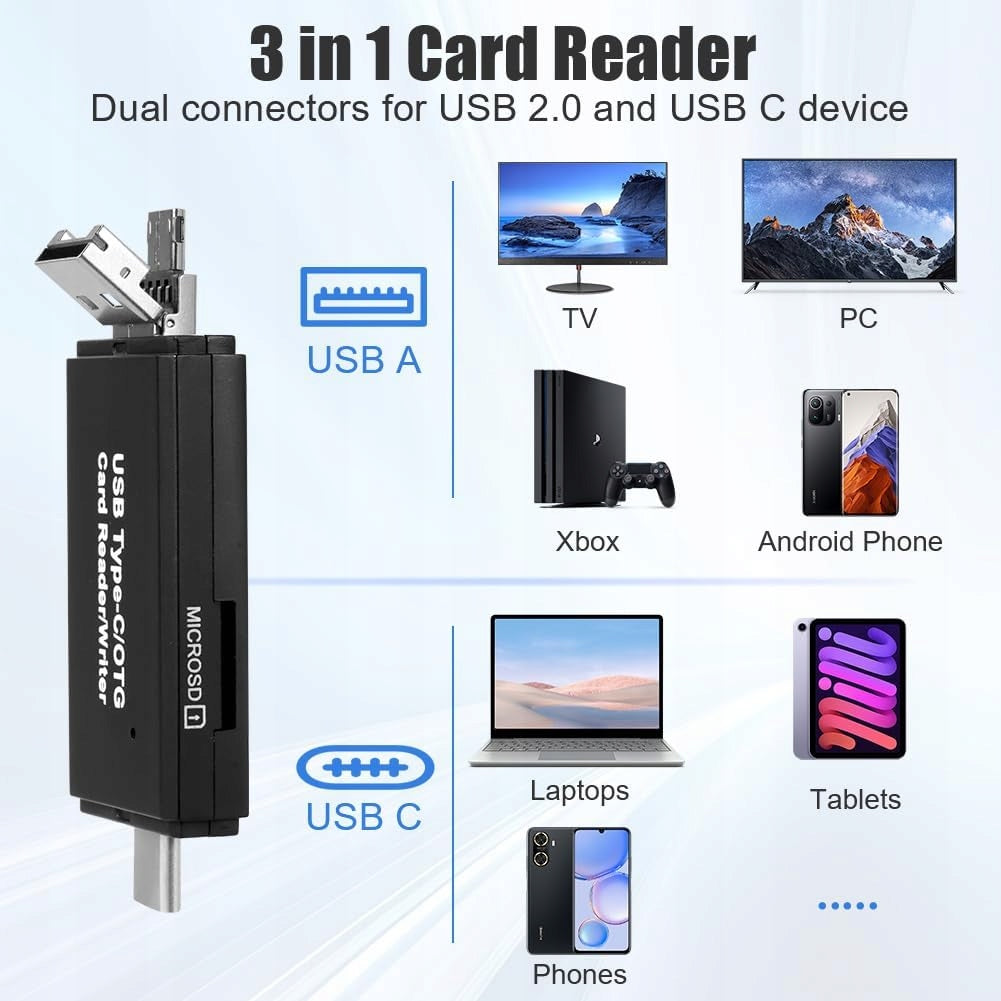 CARD READER SD 3IN1 USB-C USB-A MICRO USB DUAL SLOT Manufacturer no brand