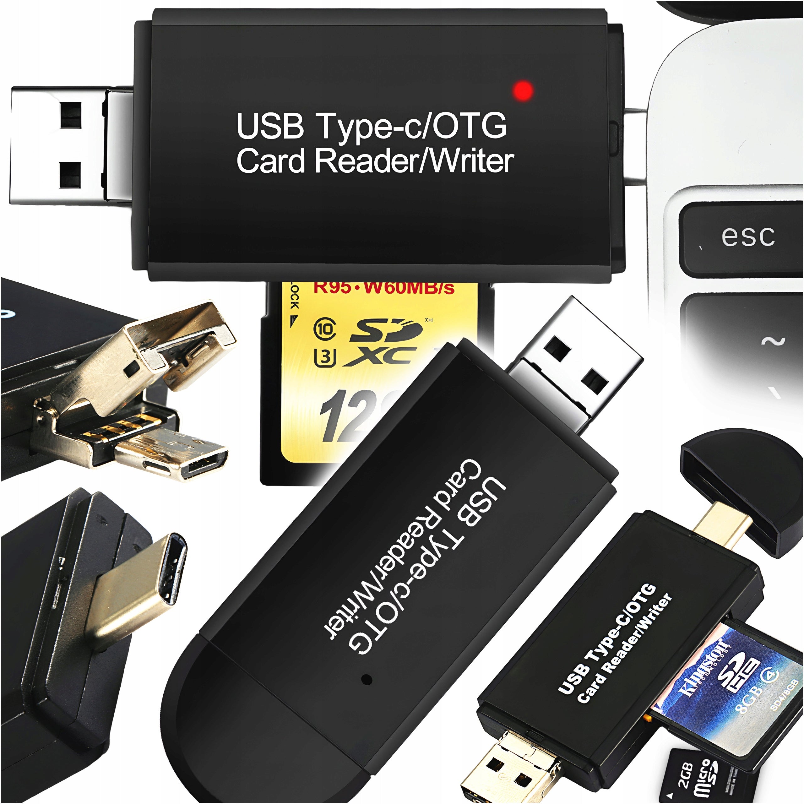 CARD READER SD MEMORY USB 3.0 USB-C MICROSD ADAPTER SDHC TF HUB 5IN1