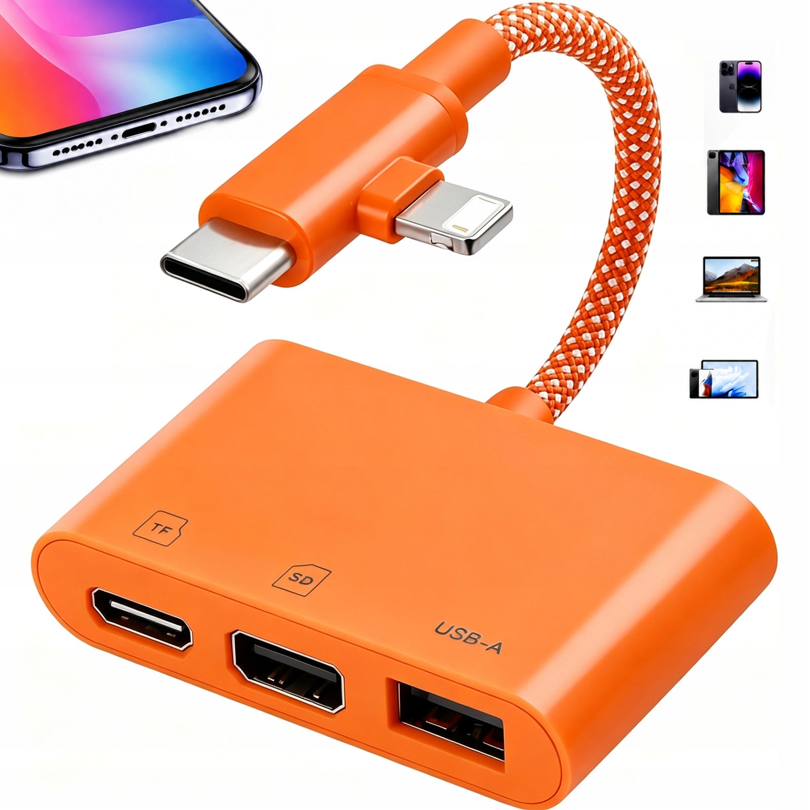 CARD READER SD MICROSD TF USB-C LIGHTNING USB-A 3IN1 FOR LAPTOP PHONE