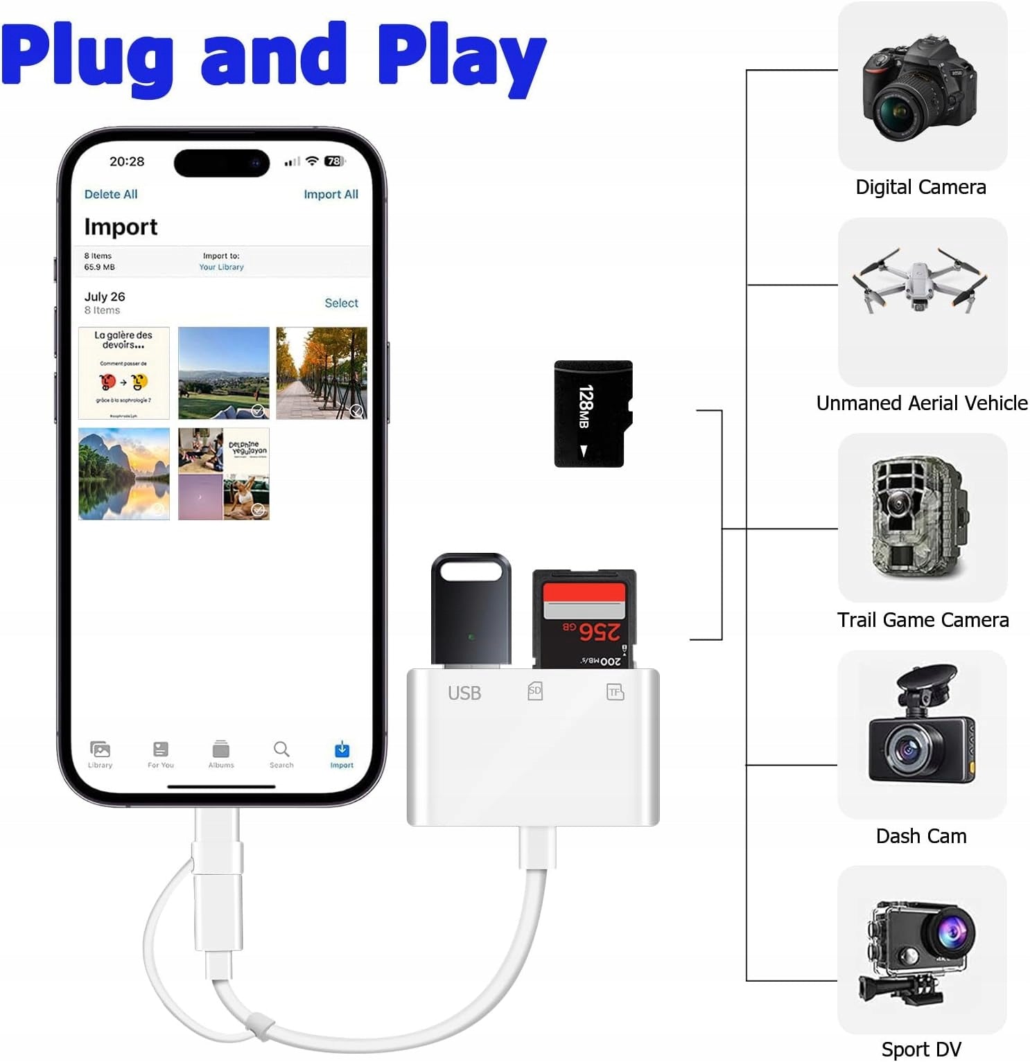 CARD READER SD USB-C 3IN1 FOR IPHONE IPAD ADAPTER OTG Manufacturer no brand