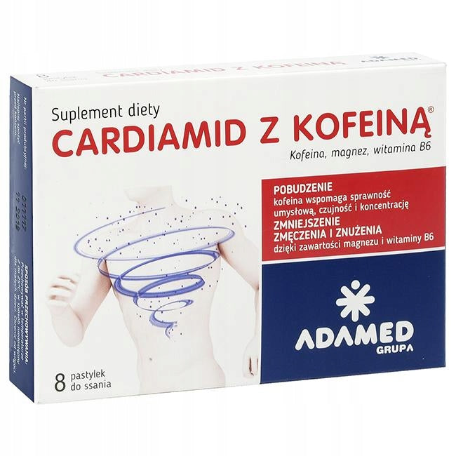 CARDIAMIDE WITH CAFFEINE citrus flavor 8 lozenges Medical device no