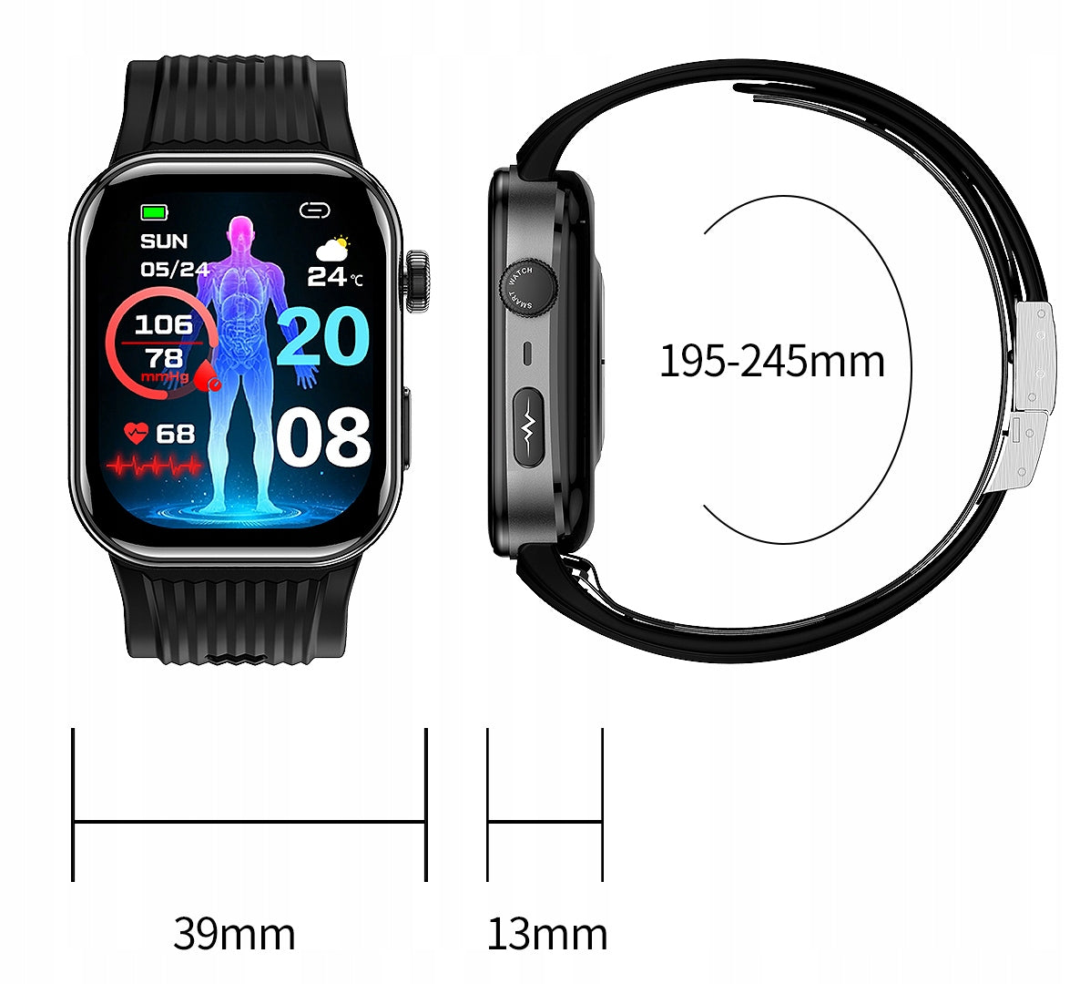CARDIOWATCH CUFF BLOOD PRESSURE MONITOR GLUCOSE METER EKG BLOOD FALL J.POL Manufacturer code JAMLUX S17
