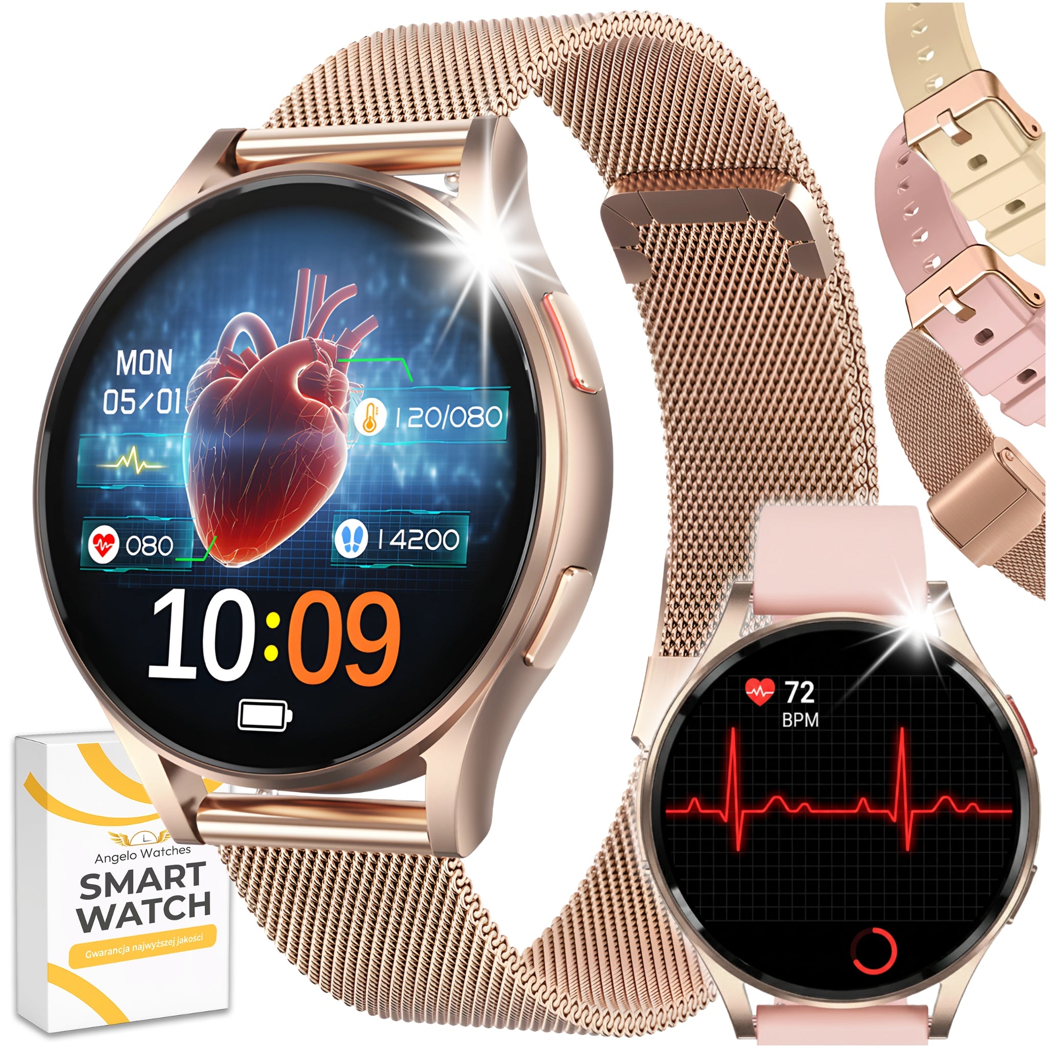 CARDIOWATCH WOMEN'S SMARTWATCH ECG CALL WATCH HRV HEART RATE MENU POLISH