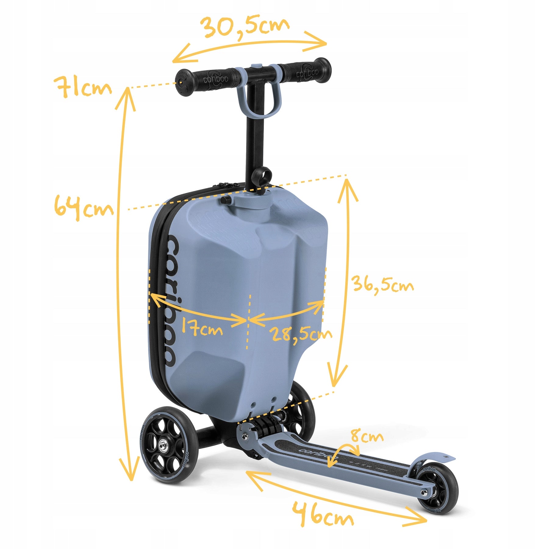CARIBOO iTRAVEL three-wheeled scooter and 2-in-1 cabin suitcase for children Number of wheels 3