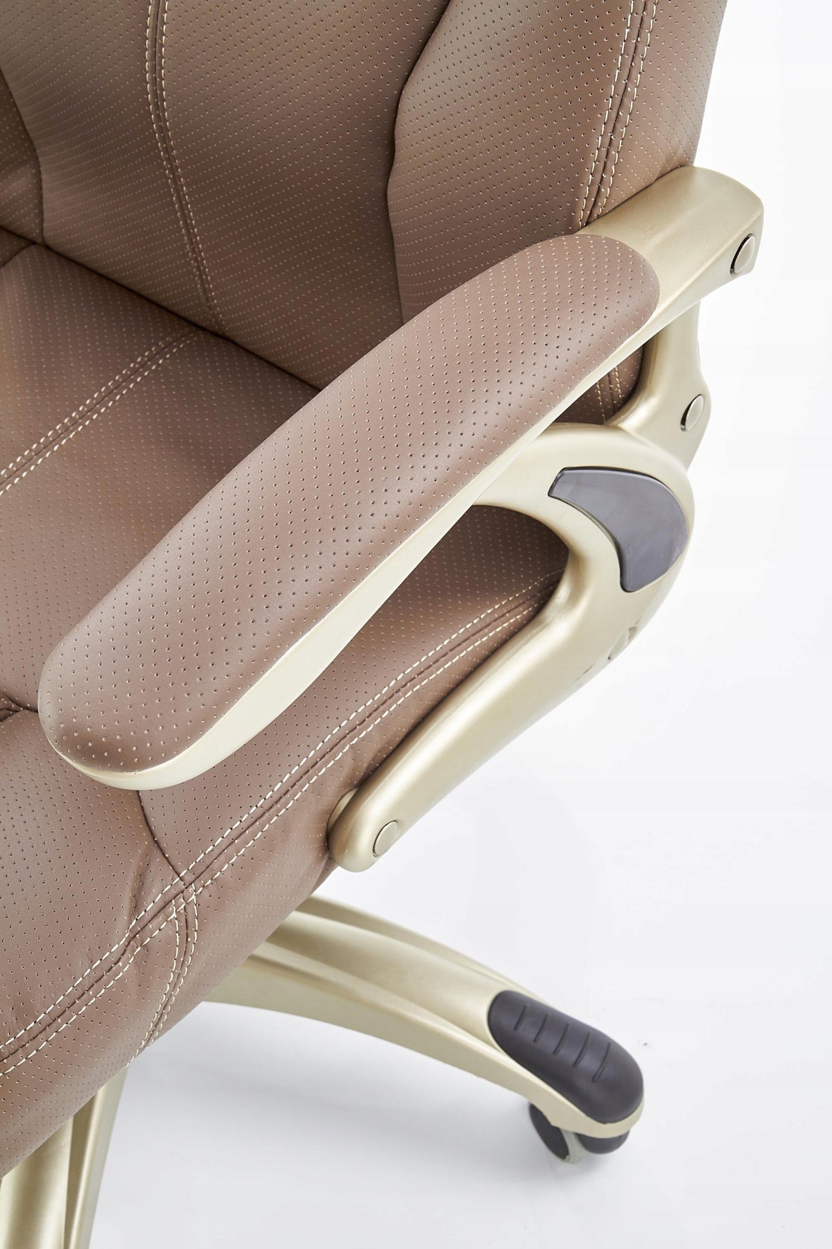 CARLOS Cabinet Chair Light Brown - Eco Perforated Leather - MULTIBLOCK Brand Halmar