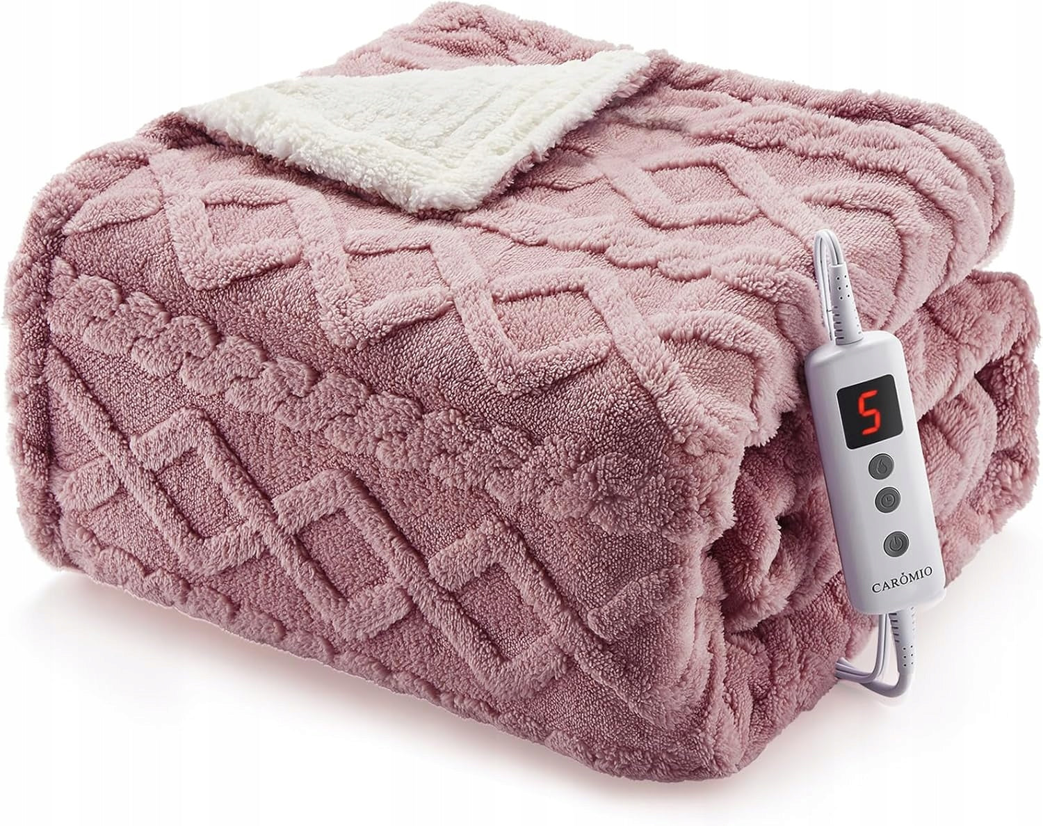 CAROMIO Electric blanket with automatic shut-off, 180 X 130 CM PINK
