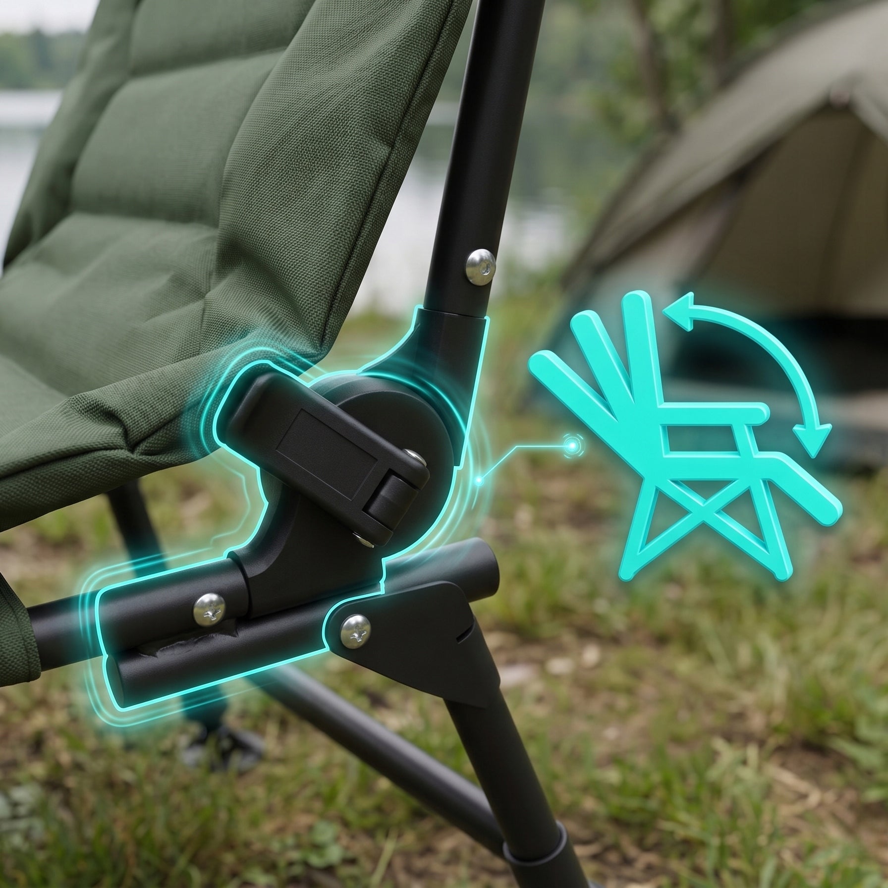 CARP FISHING CHAIR FOLDING HIKING COUCH WITH FOOTREST Color green