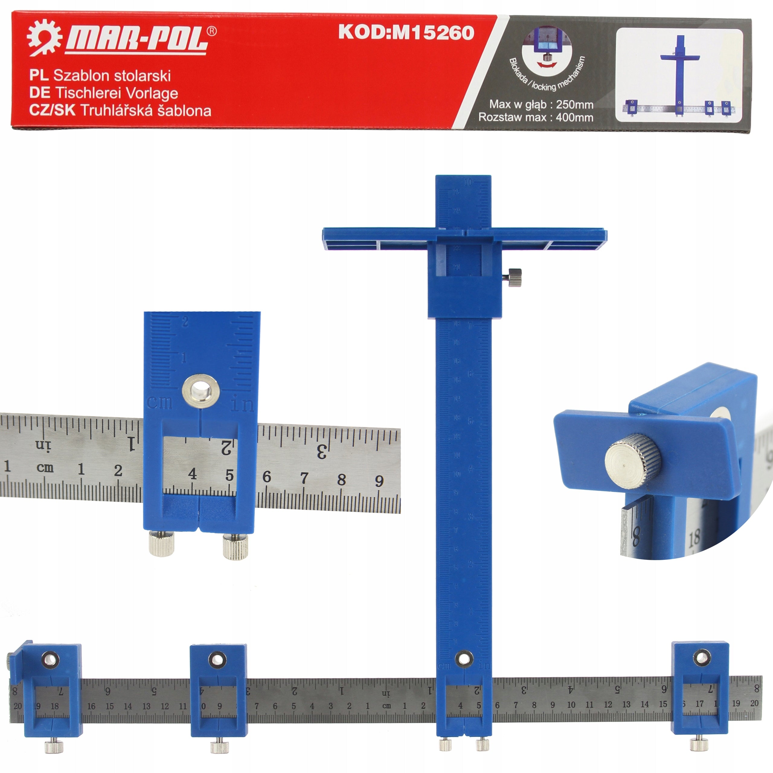 CARPENTRY TEMPLATE FOR DETERMINING HOLES 25 CM