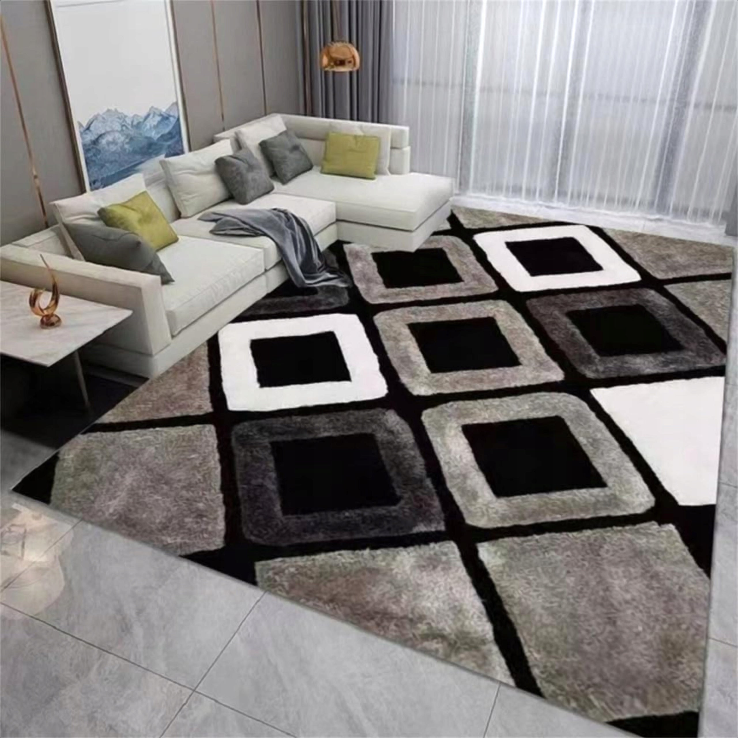 CARPET 200X300 BROWN-BLACK FOR LIVING ROOM BEDROOM ROOM NON-SLIP BCF Product width 200 cm
