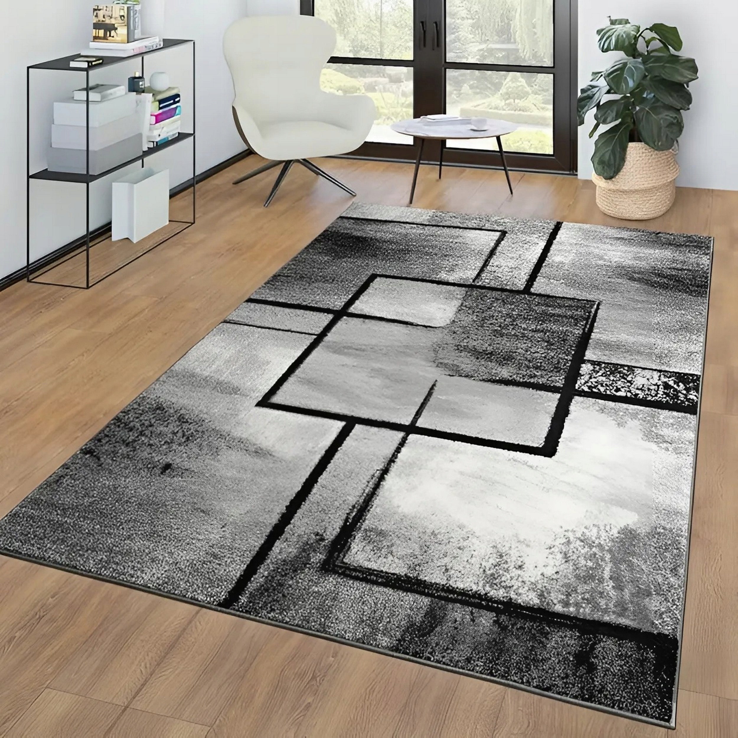 CARPET 200X300 CM VINTAGE GREY BLACK NON-SLIP LOFT FOR LIVING ROOM BCF Product width 200 cm