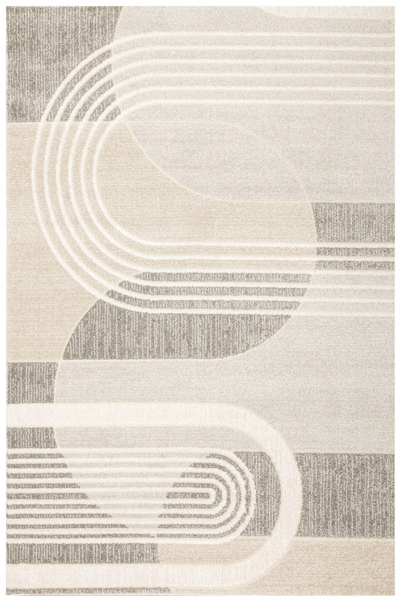 CARPET BEIGE GREY GEOMETRY MODERN SOFT FOR LIVING ROOM MATARA 140x190 cm