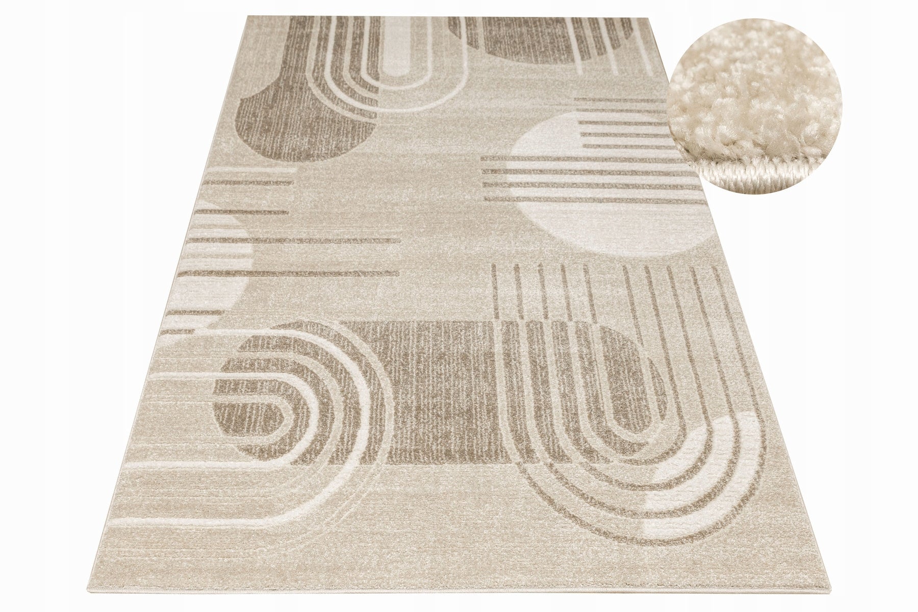 CARPET BEIGE MODERN TWO-LEVEL SOFT FOR LIVING ROOM MATARA 120x170 cm