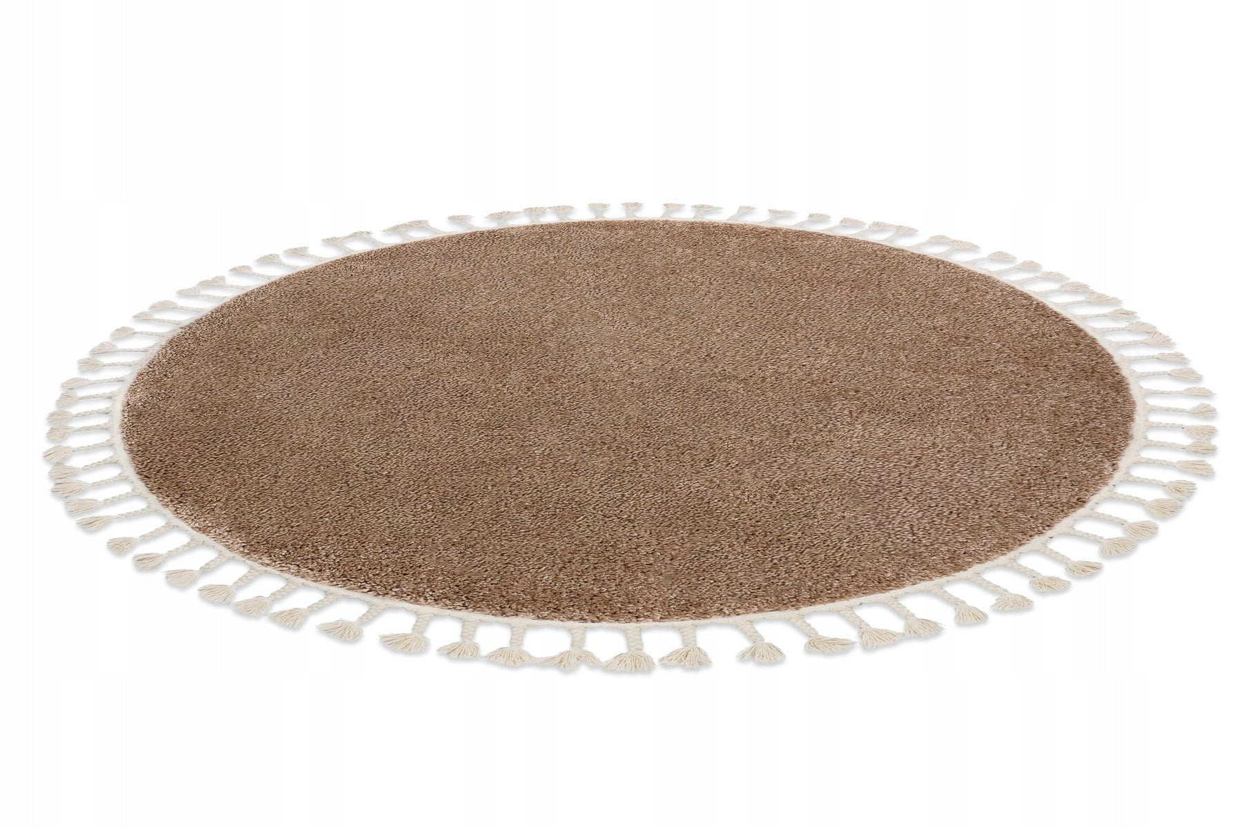 CARPET BERBER CIRCLE SHAGGY beige Moroccan tassels UNIFORM circle 120 cm Brand Dywany Łuszczów