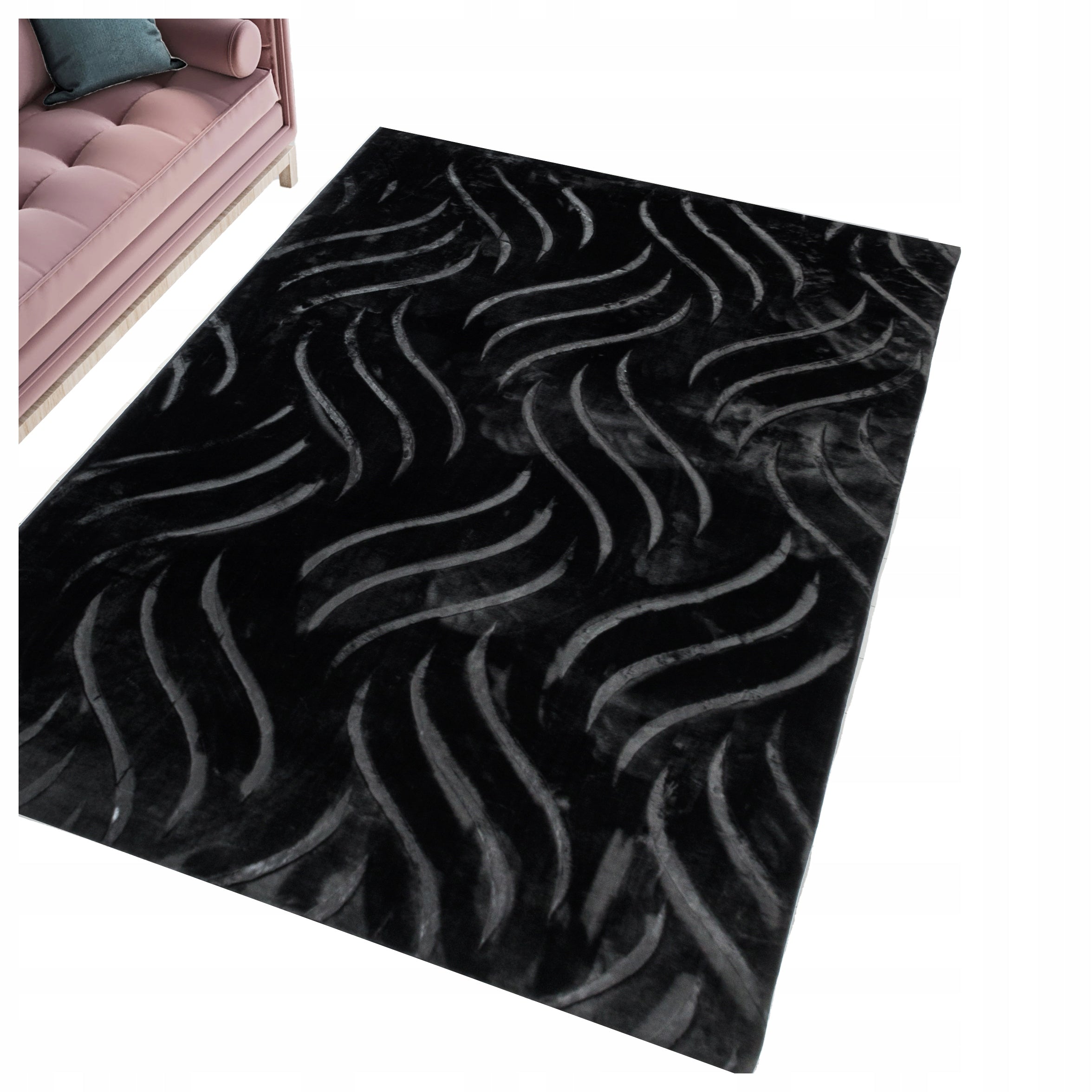 CARPET BLACK GLAMOUR ROOM ELEGANT LOFT 120x170CM NON-SLIP SOFT EAN (GTIN) 5904169741680