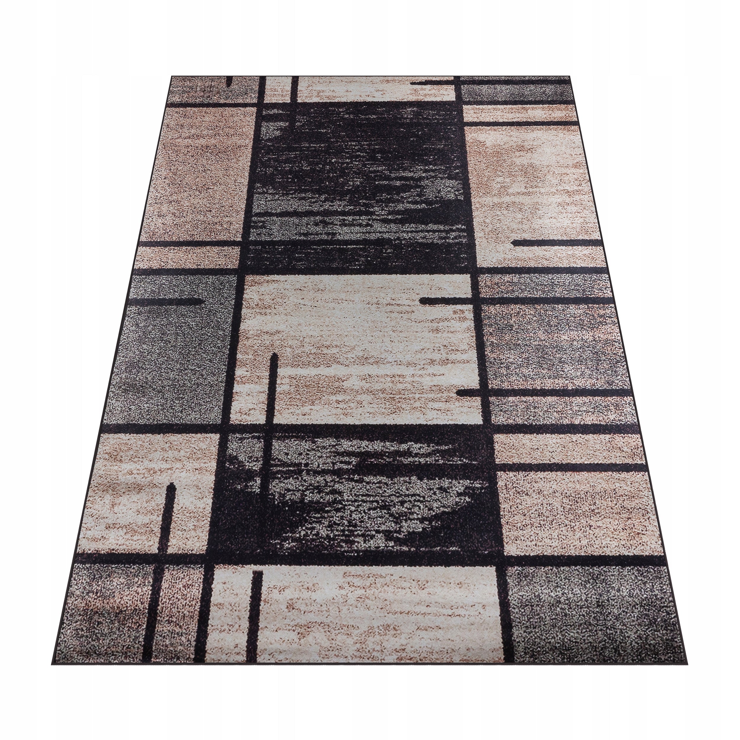 CARPET BROWN-BLACK 160X220 CM MODERN GEOMETRIC NON-SLIP BCF