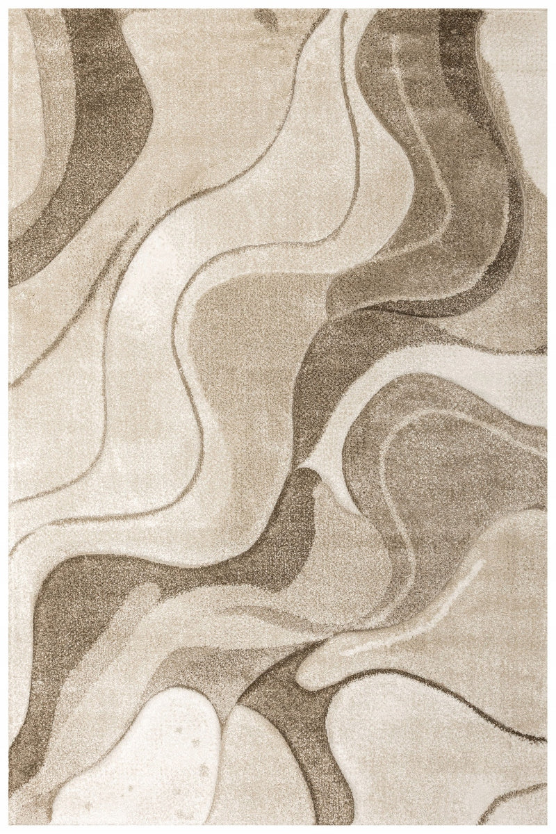 CARPET BROWN CASHMERE THICK DENSE SOFT WAVES LINES FOR LIVING ROOM KANDY 160x230 cm