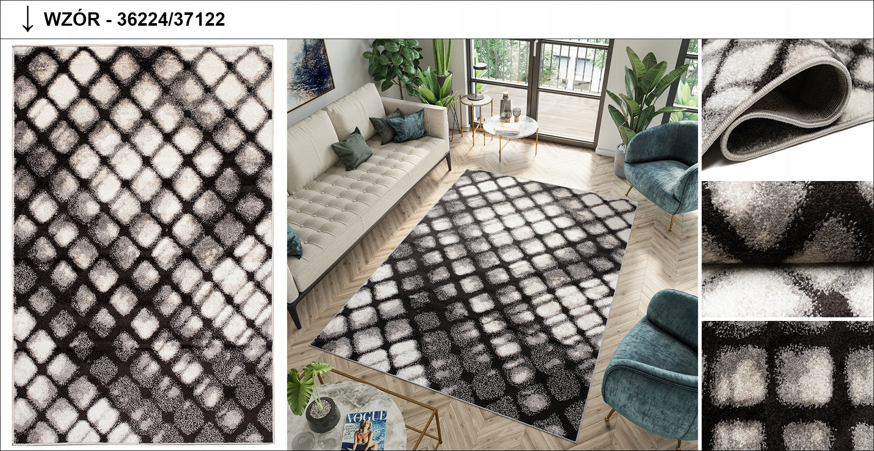 CARPET ETHNO 120x170 FRIEZE BOHO VARIOUS DESIGNS Material polypropylene
