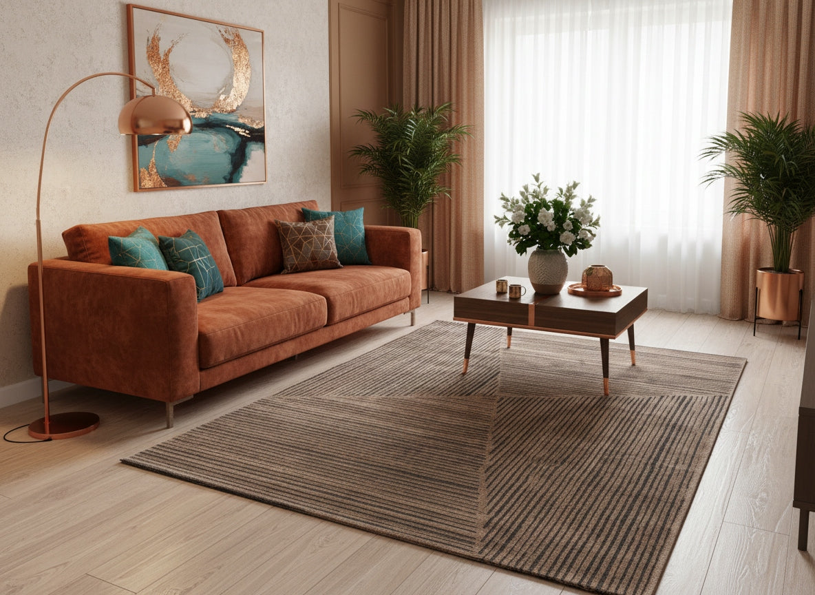 CARPET FOR LIVING ROOM 120x160 CM BROWN SOFT ELEGANT PATTERN TIMELESS Manufacturer code 265 MOCCA