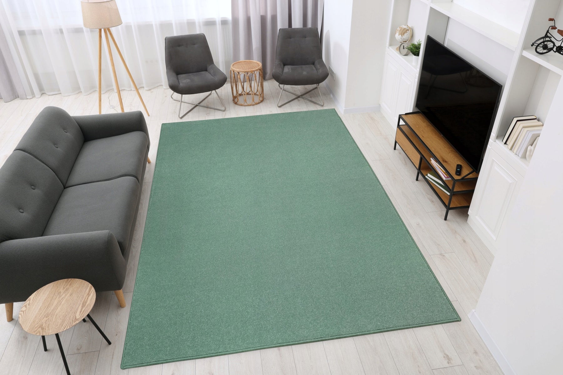 CARPET GREEN SAGE FASHIONABLE SMOOTH ON FELT FOR LIVING ROOM WEMBLEY 200x300 cm Product width 200 cm