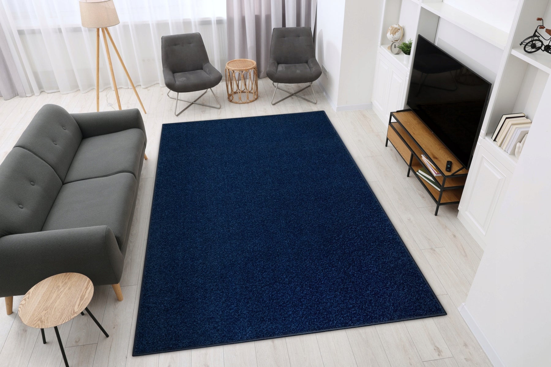 CARPET NAVY BLUE DYNASTY ON FELT FOR LIVING ROOM BEDROOM SOFT FLEECE 200x300 cm Shape rectangular