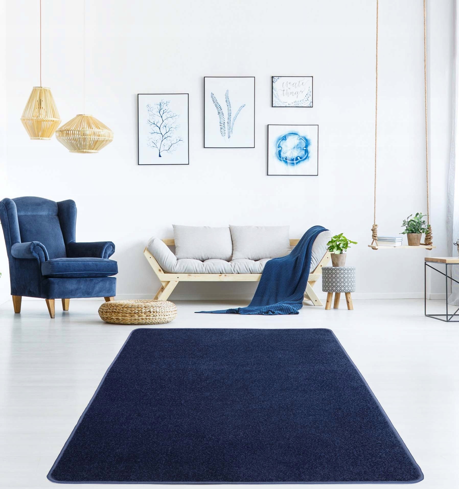 CARPET NAVY BLUE SINGLE COLOR CUSTOMIZED FOR LIVING ROOM DIAMOND 100x150cm Manufacturer code DYWANEO diamond