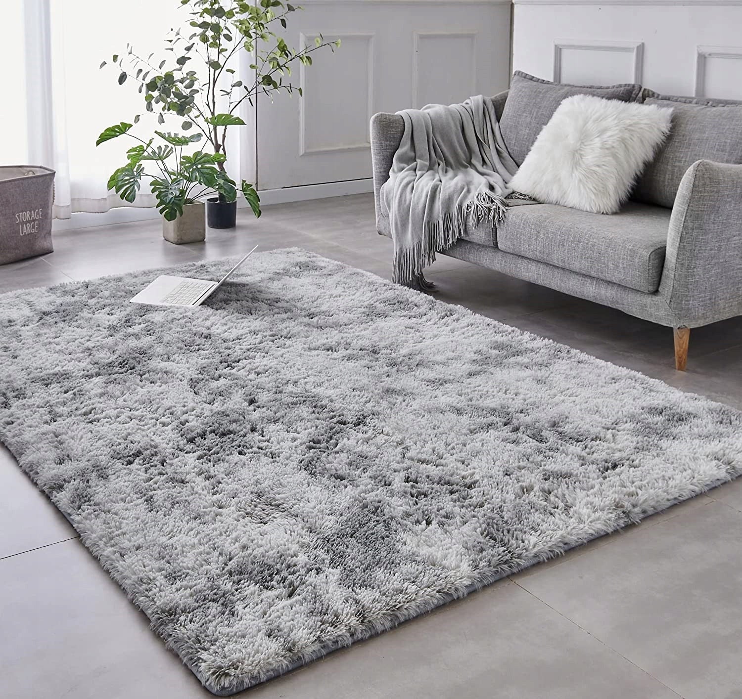 CARPET PLUSH SHAGGY LIGHT GREY SOFT FURRY ITALIAN 300x200 CM Brand Muvu