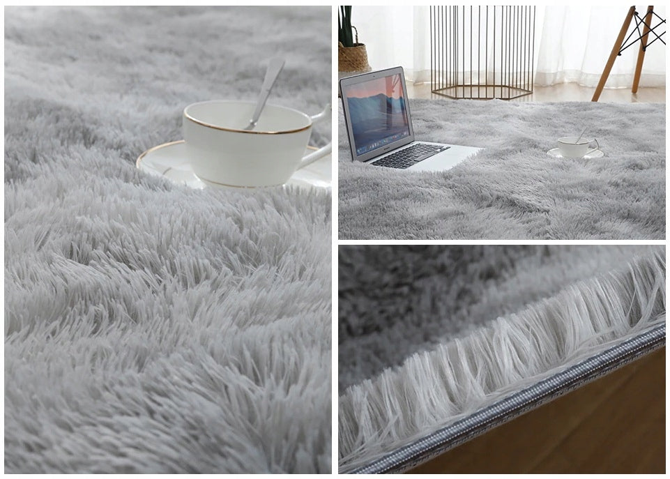 CARPET PLUSH SHAGGY LIGHT GREY SOFT FURRY ITALIAN 300x200 CM Thickness 25 mm