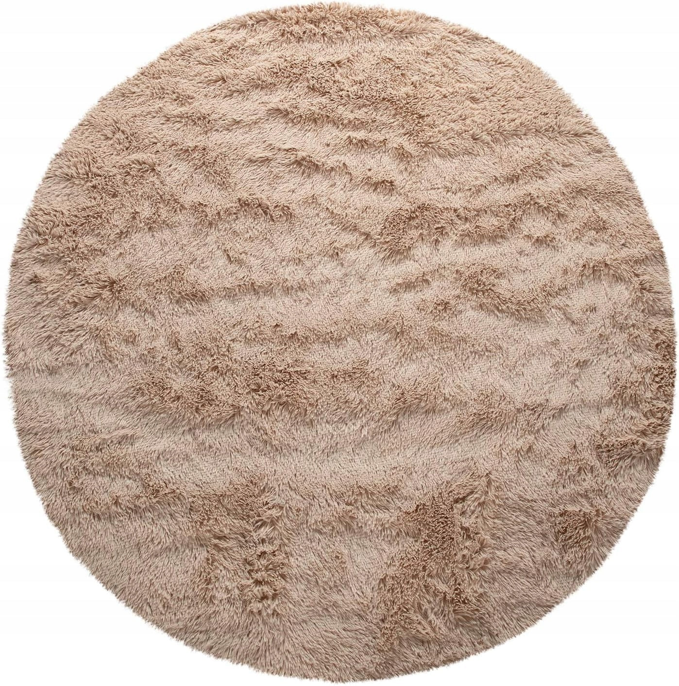 CARPET SHAGGY ROUND SOFT FOR LIVING ROOM 160 CM PLUSH BEIGE BROWN BEIGE