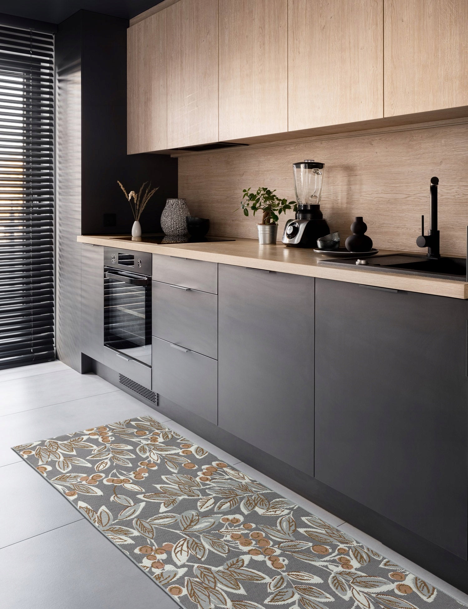 CARPET SIDEWALK FLAT-WOVEN MODERN INTERESTING PATTERN 80x200CM GREY FOR BALCONY Product width 80 cm